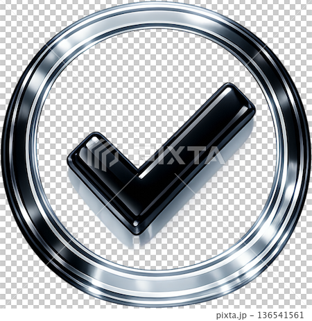 玻璃變形風格的 3D 盾牌圖示（勾號） 表示認可、成功、安全、保護 透明 136541561