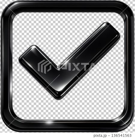 玻璃變形風格的 3D 盾牌圖示（勾號） 表示認可、成功、安全、保護 透明 136541563