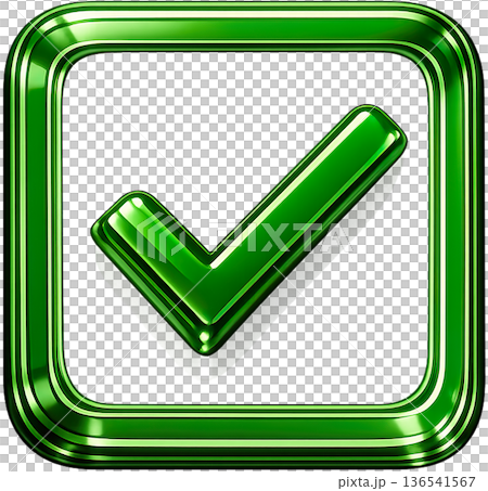 玻璃變形風格的 3D 盾牌圖示（勾號） 表示認可、成功、安全、保護 透明 136541567