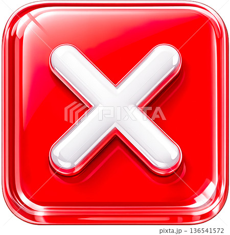 ガラスモーフィズム風3Dシールドアイコン（バツマーク）セキュリティ・拒否・エラー・保護シンボル 透過 136541572