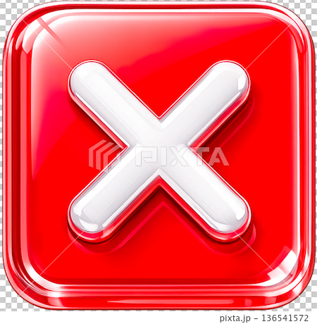 ガラスモーフィズム風3Dシールドアイコン（バツマーク）セキュリティ・拒否・エラー・保護シンボル 透過 136541572