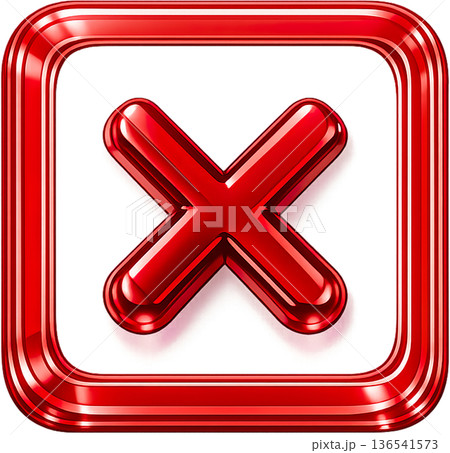 ガラスモーフィズム風3Dシールドアイコン（バツマーク）セキュリティ・拒否・エラー・保護シンボル 透過 136541573