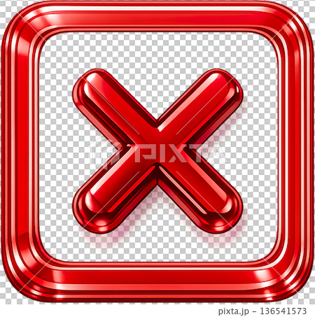 透明玻璃質感 3D 盾牌圖示（十字標記）安全、拒絕、錯誤、保護符號 136541573