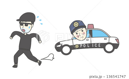 警察官とパトカー 136541747