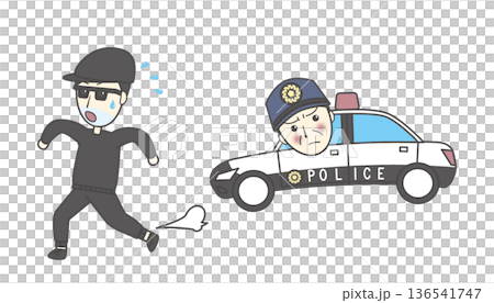 警察官とパトカー 136541747