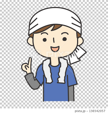 A man in a T-shirt giving an explanation A man in a T-shirt giving an explanation 136542057