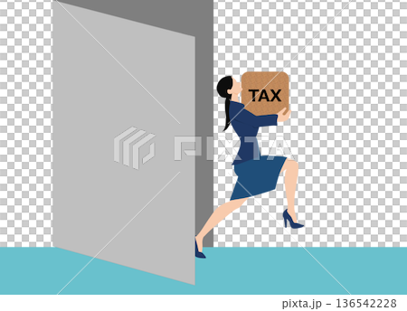 重い税率がのしかかっているビジネスウーマンのイラスト 136542228