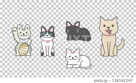 Dog and cat illustration set Dog and cat illustration set 136542347