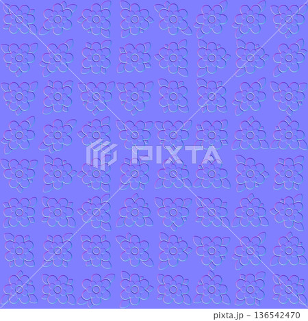 Decorative Floral Seamless 3D Normal Map 136542470