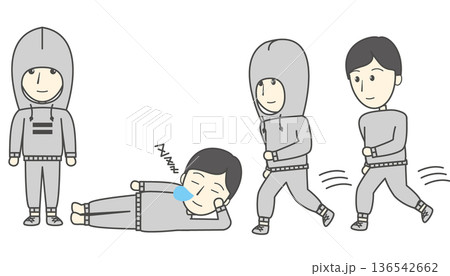 パーカーを着た男性のイラスト パーカーを着た男性のイラスト 136542662