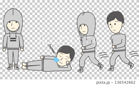 身穿連帽衫的男子的插圖 身穿連帽衫的男子的插圖 136542662