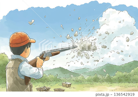 空中で粉砕されるクレーターゲット 136542919