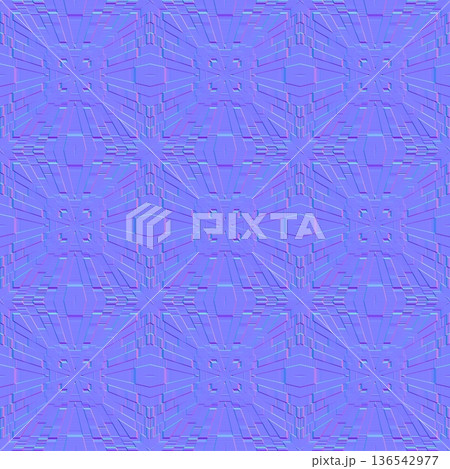 Ornate Geometric Star Tile Seamless Normal Map 136542977