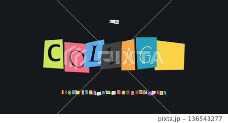 Paper Font Logo Alphabet Vector Collage Letter Set Modern Typography, Note Typographic Design for Title Text, Ransom Poster Headline, Type Symbol Logotype, Magazine Cutout Fonts. Vector Typeface Paper Font Logo Alphabet Vector Collage Letter Set Modern Typography, Note Typographic Design for Title Text, Ransom Poster Headline, Type Symbol Logotype, Magazine Cutout Fonts. Vector Typeface 136543277