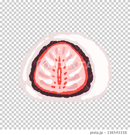 断面が見える苺大福（いちごだいふく）のイラスト 136543338
