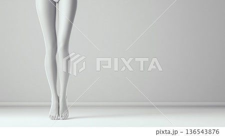 女性の脚 クロス立ち シルエット モノクロ写真 女性の脚 クロス立ち シルエット モノクロ写真 136543876