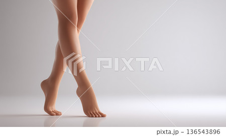 女性の脚 クロス立ち スタジオ撮影 136543896