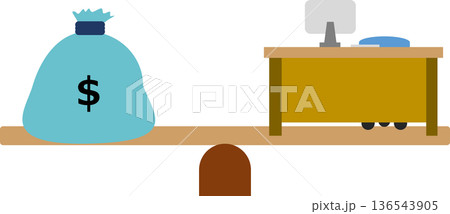 残業して給料を稼ぐイラスト 136543905