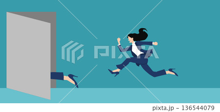 退勤する女性のイラスト 退勤する女性のイラスト 136544079