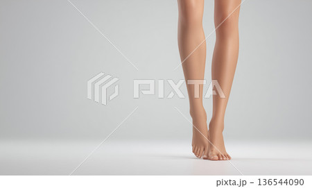 女性の脚 正面立ち スタジオ撮影 女性の脚 正面立ち スタジオ撮影 136544090