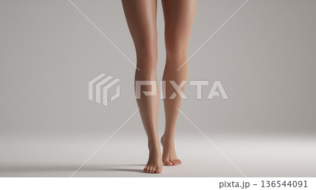 女性の脚 正面立ち スタジオ撮影 136544091
