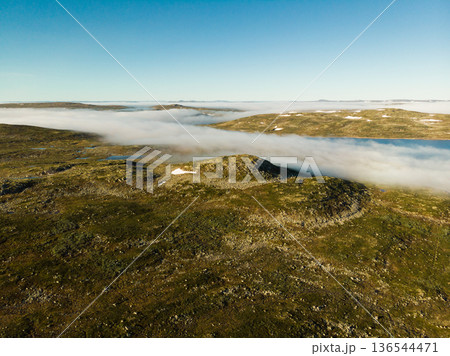 Hardangervidda mountain plateau landscape, Norway Hardangervidda mountain plateau landscape, Norway 136544471