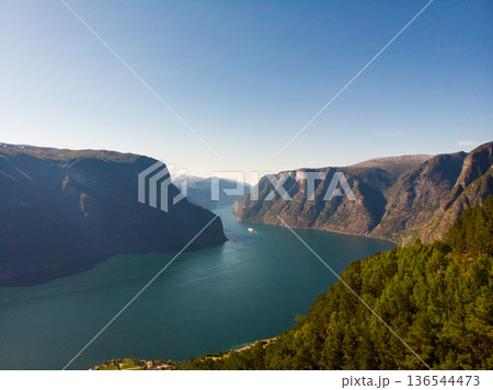 Fjord landscape Aurlandsfjord in Norway Fjord landscape Aurlandsfjord in Norway 136544473