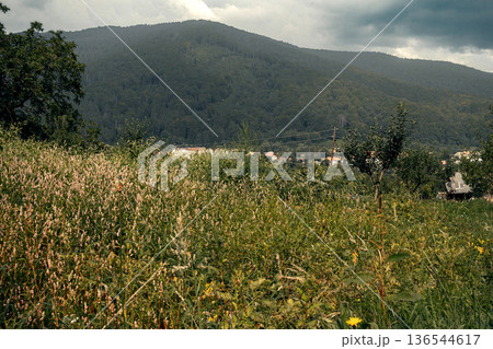 Mountain Valley Under Dramatic Storm Clouds 136544617