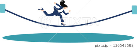 綱渡りをするビジネスウ―マンの 136545598