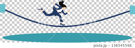 綱渡りをするビジネスウ―マンの 136545598