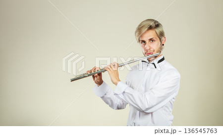 Flute music playing flutist musician performer Flute music playing flutist musician performer 136545763