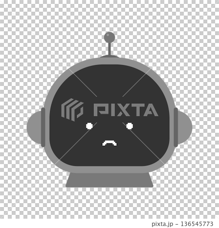 困った顔のロボットのイラスト- AIやデジタル製品の故障や分からない･回答できないトラブルのイメージ 136545773