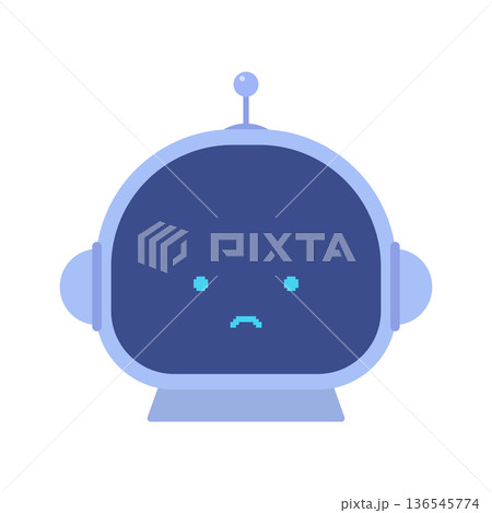 困った顔のロボットのイラスト- AIやデジタル製品の故障や分からない･回答できないトラブルのイメージ 136545774
