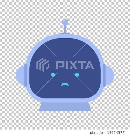 困った顔のロボットのイラスト- AIやデジタル製品の故障や分からない･回答できないトラブルのイメージ 136545774