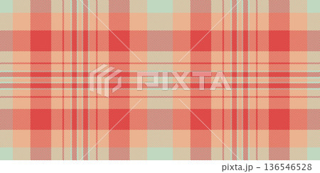 Scrapbook fabric check pattern, perfection seamless plaid background. Spring textile vector texture tartan in orange and red colors. 136546528