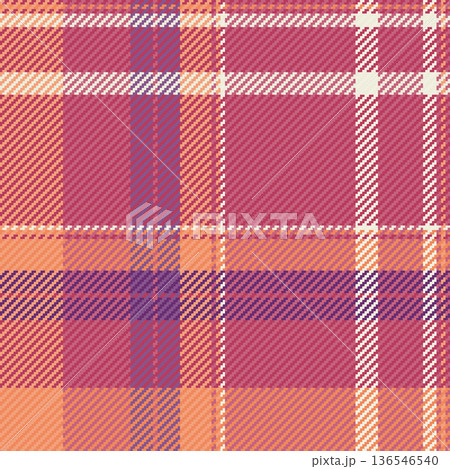 France pattern texture check, trousers textile background seamless. Tie fabric vector plaid tartan in red and orange colors. 136546540