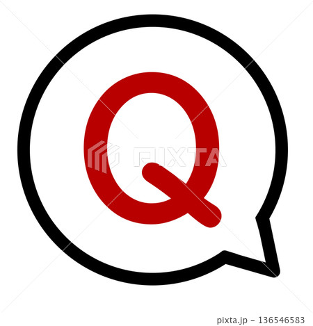 赤色のQマークと吹き出しアイコン(透過) 赤色のQマークと吹き出しアイコン(透過) 136546583