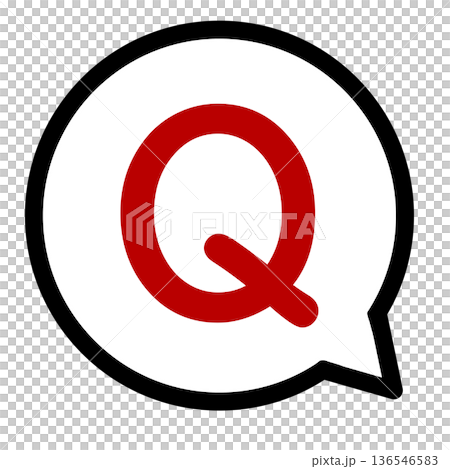 赤色のQマークと吹き出しアイコン(透過) 赤色のQマークと吹き出しアイコン(透過) 136546583