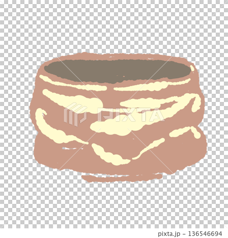 萩焼風の赤茶色の抹茶碗イラスト 136546694