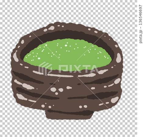 Illustration of a bowl filled with delicious, foamy matcha Illustration of a bowl filled with delicious, foamy matcha 136546697