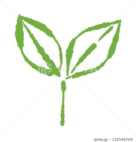 シンプルな二枚の茶葉のイラストアイコン 136546709
