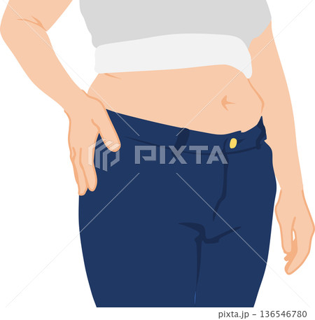 ダイエットを決意する女性のイラスト 136546780