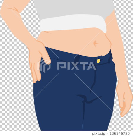 ダイエットを決意する女性のイラスト 136546780