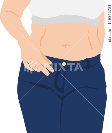 ダイエットを決意する女性のイラスト 136546781