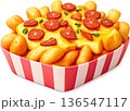 Toy-style 3D chili cheese fries in bowl 136547117