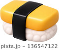 Toy Style Tamago Nigiri Sushi Cute 3D Egg Sushi Illustration (PNG) 136547122