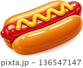 Toy style 3D American hot dog with mustard 136547147