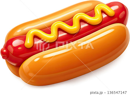 Toy style 3D American hot dog with mustard 136547147