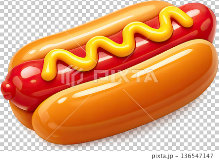 Toy style 3D American hot dog with mustard 136547147