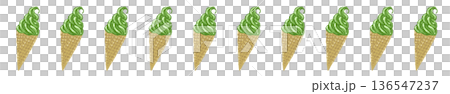 Cute line material of matcha soft serve ice cream 136547237